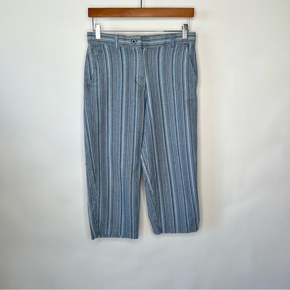 GAVIOTA CASUALS CAPRI PANTS LOW WAIST STRAIGHT WIDE LEG SIZE 4 STRIPE BLUE